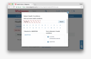 Walgreens Health History Page Leaks Health Conditions - Walgreens