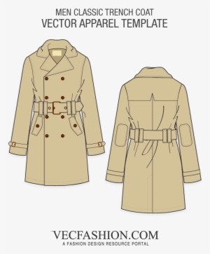 Classic Trench Coat Vector Template - Track Pants Template
