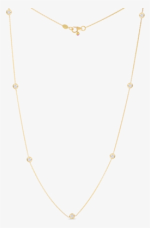 00 18k Yellow Gold Seven Diamond Station Necklace - Jewellery
