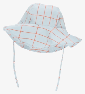 Tiny Cottons Grid Sun Hat - Cappello Griglia, Azzurro/arancio - Cotone Pima Taglia