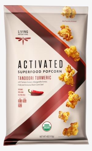 Shawnee's Greenthumb Popcorn Contains Organic Spirulina, - Living Intentions Superfood Popcorn Tandoori Turmeric