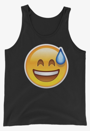 Men's Emoji Tank Top - Smiling Face With Open Mouth And Cold Sweat Emoticon