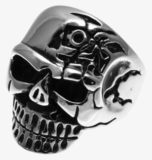 Stainless Steel Terminator Skull Ring - Men's Stainless Steel Biker Halloween Rocker Gothic
