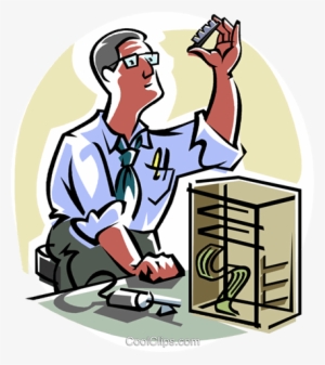 Computer Technician Royalty Free Vector Clip Art Illustration - Person Building A Computer
