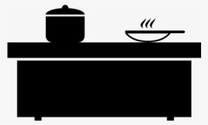 Kitchen Table With Cooking Pots Vector - Cocina En Png