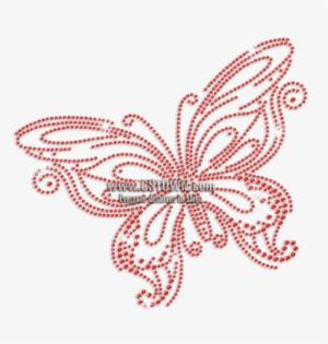 Pretty Red Butterfly Iron-on Rhinestone Transfer - Red