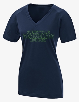 Women's V Neck Rugby Outline T Shirt - T-shirt