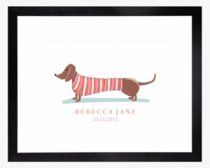 Sausage Dog Art Print Personalised For Kids - Basset Hound