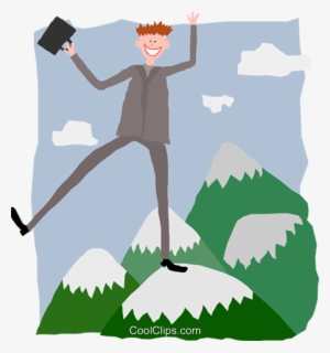 Business Man On Mountain Peak Royalty Free Vector Clip - Old Man Of The Mountain