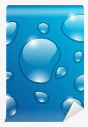 Transparent Water Drops On Blue Background Wall Mural - Wallpaper