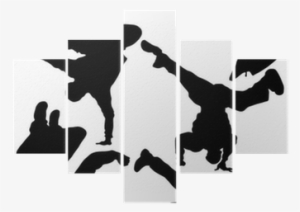 Silhouette Of Sequence Of Hip Hop Dancer, Vector Pentaptych - Hip Hop Dancer Vector