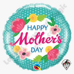 18' Round Foil Happy Birthday Balloon - Flowers