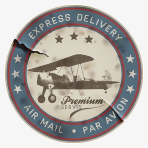 Vintage Airplane Air Mail Decal - Born 2 Fly Authentic Aviator Ornament (round)
