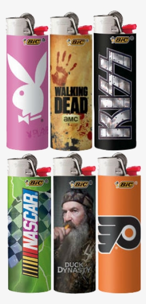 Playboy, The Walking Dead, And Nascar Branded Bic Lighters - Mead Kiss - Kiss - 2015 Calendar