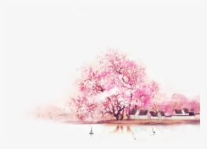 Pink Peach Blossom Background Vector, Flowers, Tree,