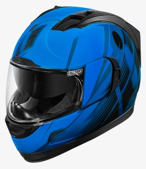 Icon Gloss Blue Primary Alliance Gt Motorcycle Drop - Blue And Black Helmet