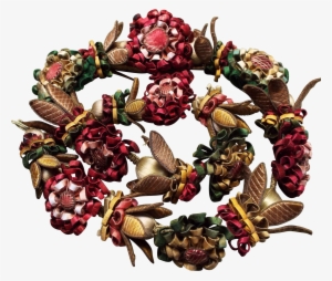 Antique French Wired Lyon Silk Flower Garland Passementerie - Illustration