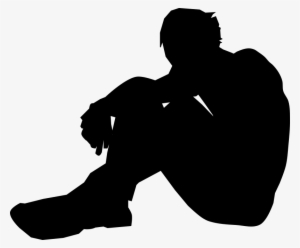 Clipart - Resting Man - Sad Person Silhouette Png