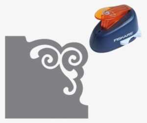 Out Of Stock Fiskars Corner Lever Punch Scroll M - Fiskars Corner Lever Punch, Scroll, White