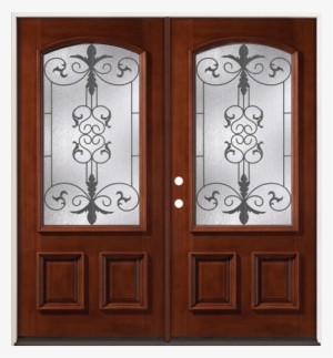 Photo Front Door 1 Zpspnvsee5r - 3/4 Arch Mahogany Wood Entry Double Door #49 Fleur-de-lis