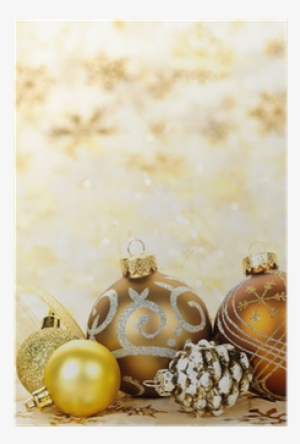 Golden Christmas Ornaments Background Poster • Pixers® - Goldenes Weihnachten Verziert Hintergrund Mitteilungskarte