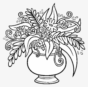 A Vase With Flowers Coloring Page - Jarron Con Flores Dibujos