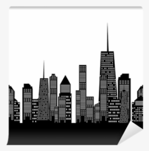 Vector Illustration Of Cities Silhouette Wall Mural - Skyline Cutout ...