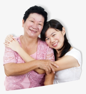 Asian Caregiver Hugging An Elderly - Hug