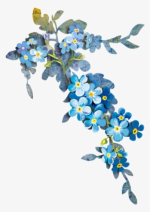 Forget Me Nots - Blue Watercolor Border Flowers Png