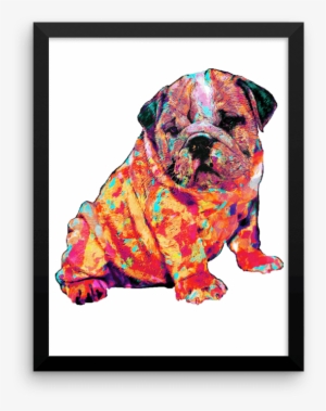 English Bulldog Puppy Colorful Painting Framed Poster - Painting