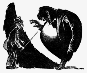 Black And White Illustration Of A Small Man Holding - Illustration