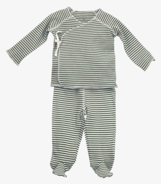 Organic Cotton Kimono Top & Footed Pant Set, Olive - Romper Suit