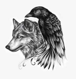 Eagle And Wolf Tattoos Png Png Images - Wolf Raven Tattoo