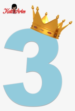 Alfabeto De Números Azul Claro Con Coronas - Numero 3 Princesa Sofia
