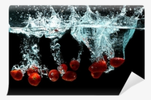 Strawberry Fruit Splash On Water Wall Mural • Pixers® - Strawberry
