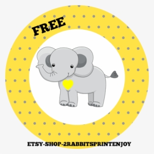 Free Printable Elephant Yellow Cupcake Toppers Or Gift - Pink Baby Elephant Note Cards (pk Of 20)