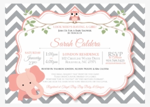 Chevron Elephant Baby Shower Invitation - Gold Beige Chevron Background