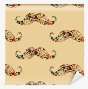 Hipster Mustache Colorful Seamless Pattern Wallpaper
