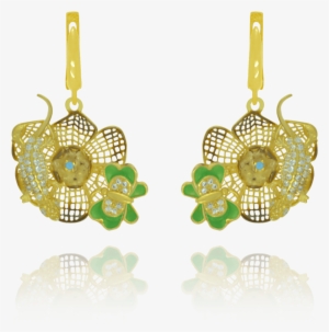 Golden Filigree Flower Earrings - Earring