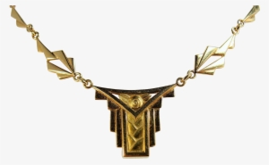 Art Deco 18k Solid Gold Necklace, French Stamped Gold - Choker