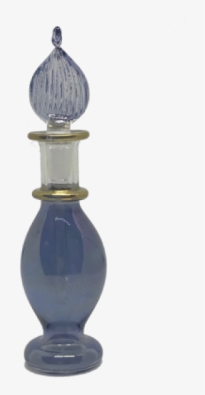 Mini Blue Gold Rimmed Hand Blown Glass Anointing Oil - Trophy