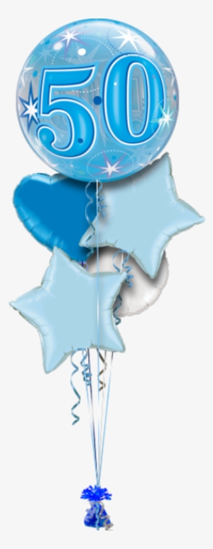 Blue 50th Birthday Bubble Special Age Balloon - Qualatex Age 50/50th Birthday Blue Starburst Sparkle