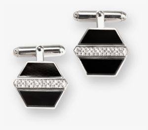 Nicole Barr Designs Sterling Silver Hexagon Cufflink-black - Silver