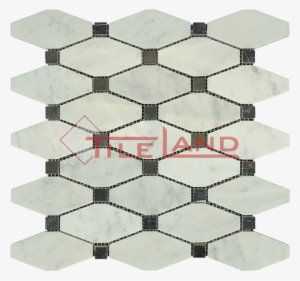 Carrara Long Hexagon With Black Dot - Mosaic