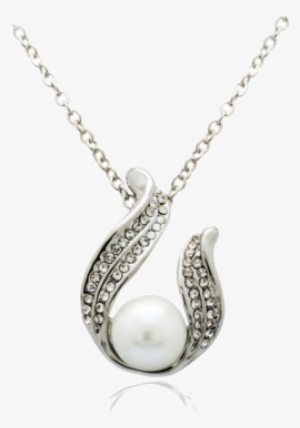 18k White Gold Plated Wings Angel Pearl Jewellery Set - Necklace