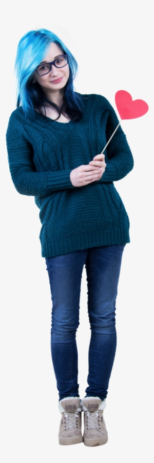 Young Happy Woman Hold Heart Png Image - Sweater