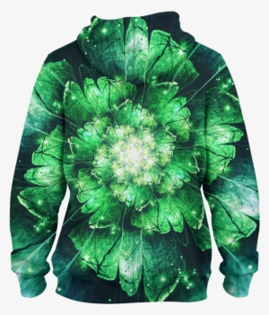 Green Flowers Pullover Hoodie - Floral Design