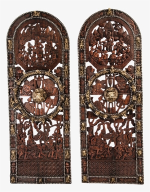 Carved In The Late 20th Century With One Lion Head - Door