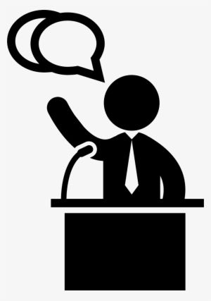 Man Talking On A Lecture By Microphone Comments - Presenter Icon