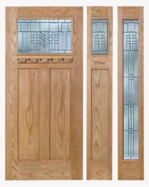Craftsman Design Oak Wood Door With Beveled Glass - Beveled Glass